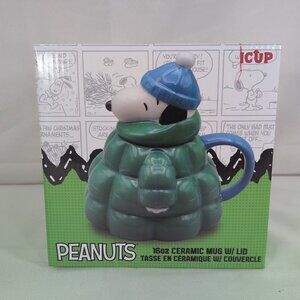 Peanuts Snoopy Green Blue Puffer Coat Jacket ICup 16oz Ceramic Mug 2025 IC22015